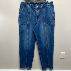 Old Navy High Rise O.G. Loose Utility Patch Center Seam Pocket Denim Jeans 16